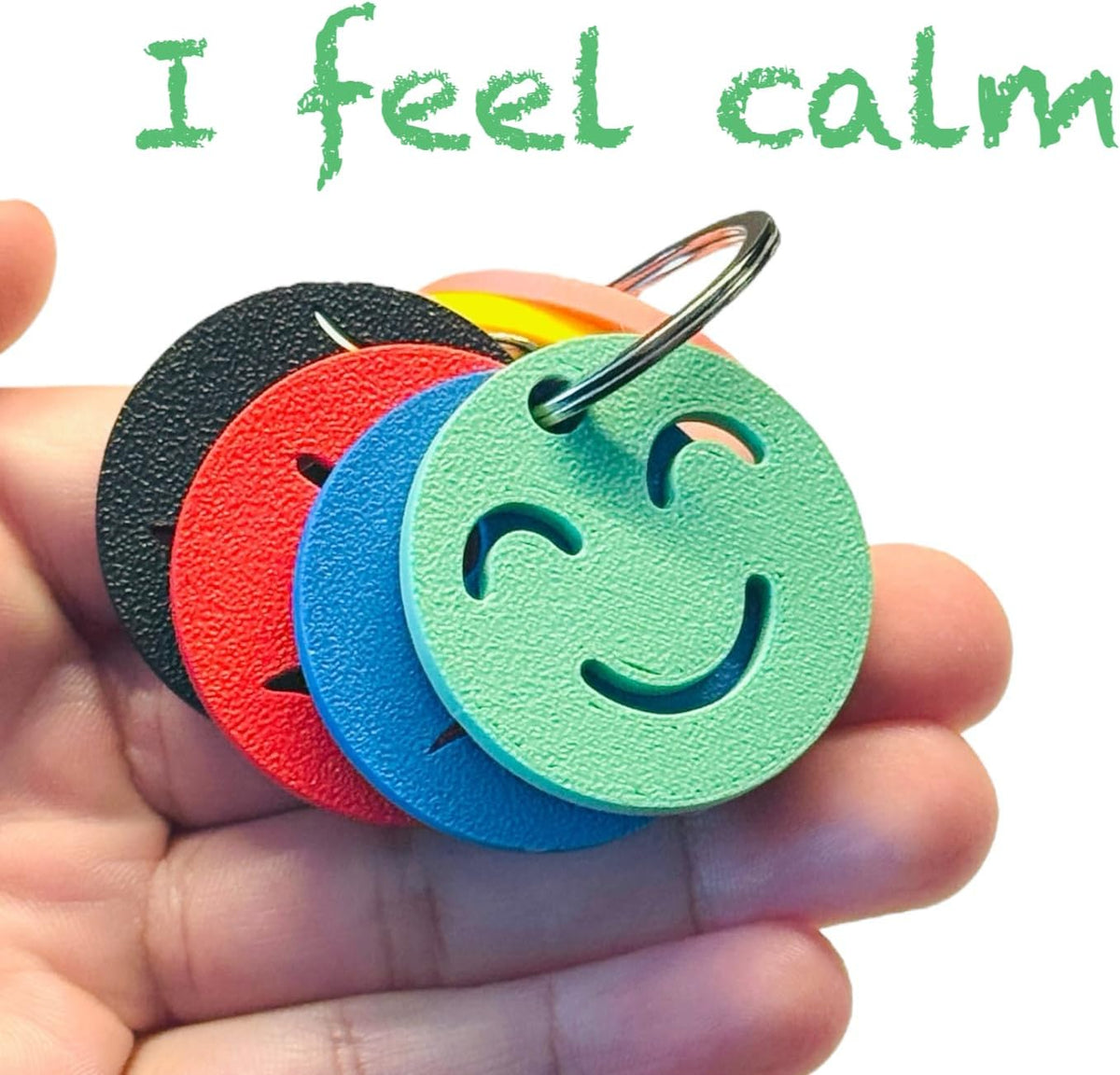 Colour Feelings 6 Emotional Regulation Keychain | 6 Mood Zone Discs for Children and Adults For Special Educational Needs | Emotions Teaching Aid | SEN Communication Tool/Accessory