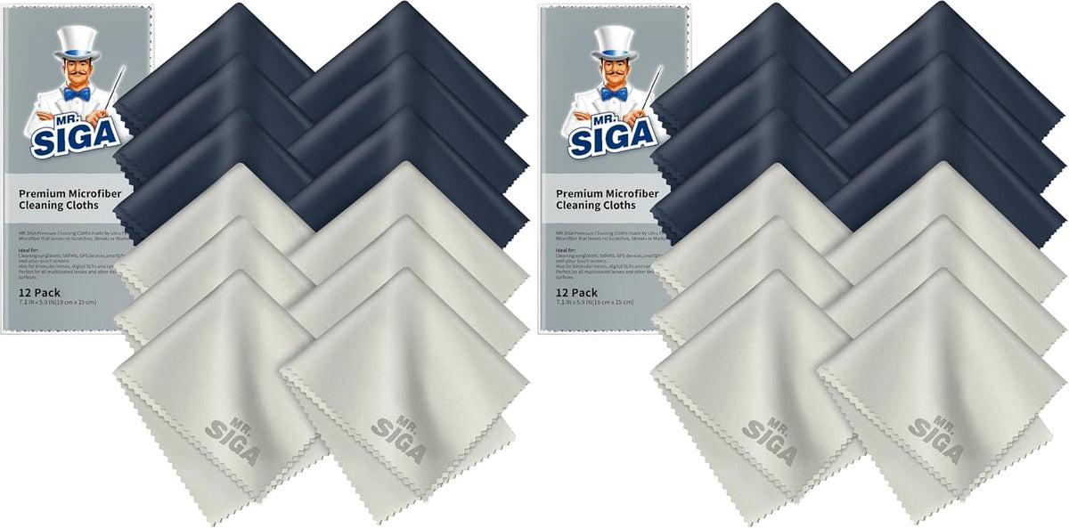 MR.SIGA Microfibre Glasses Cleaning Cloth, Spectacle Cleaner Cloth, 24 Pack