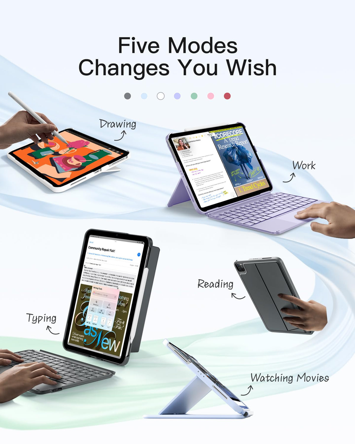 Inateck Keyboard Case with Tracked for iPad A16 11th Gen 11"/10th Gen 10.9"