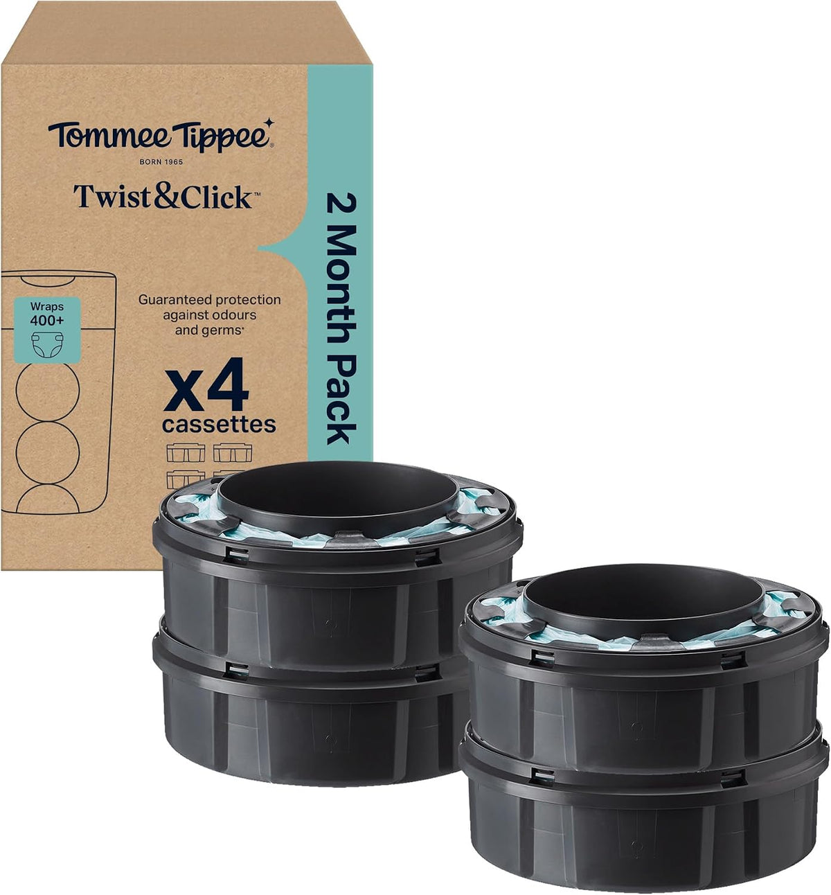 Tommee Tippee Twist & Click Nappy Bin Refill Cassettes Pack of 4