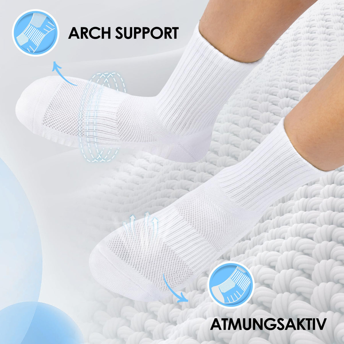 6/12 Pairs Cushioned Sports Socks for Men Women Cotton Crew Socks