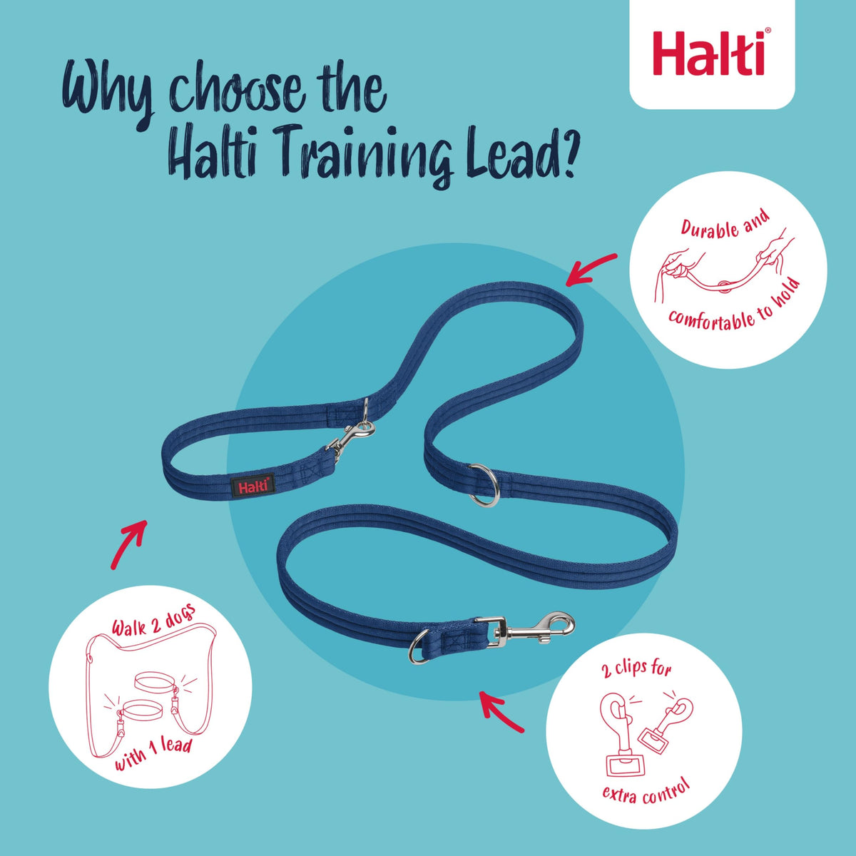 Halti Training Lead for Dogs | Size Small, Black, 2m