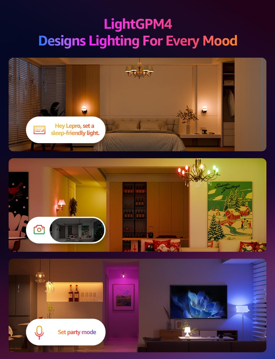 Lepro AI Smart Bulb E14, Colour Changing, Dimmable, Works with Alexa/Google