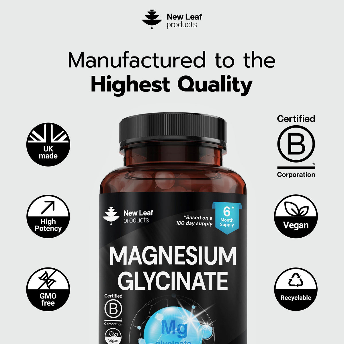 Magnesium Glycinate Capsule - 208mg Elemental of 1040mg, 120 Capsules