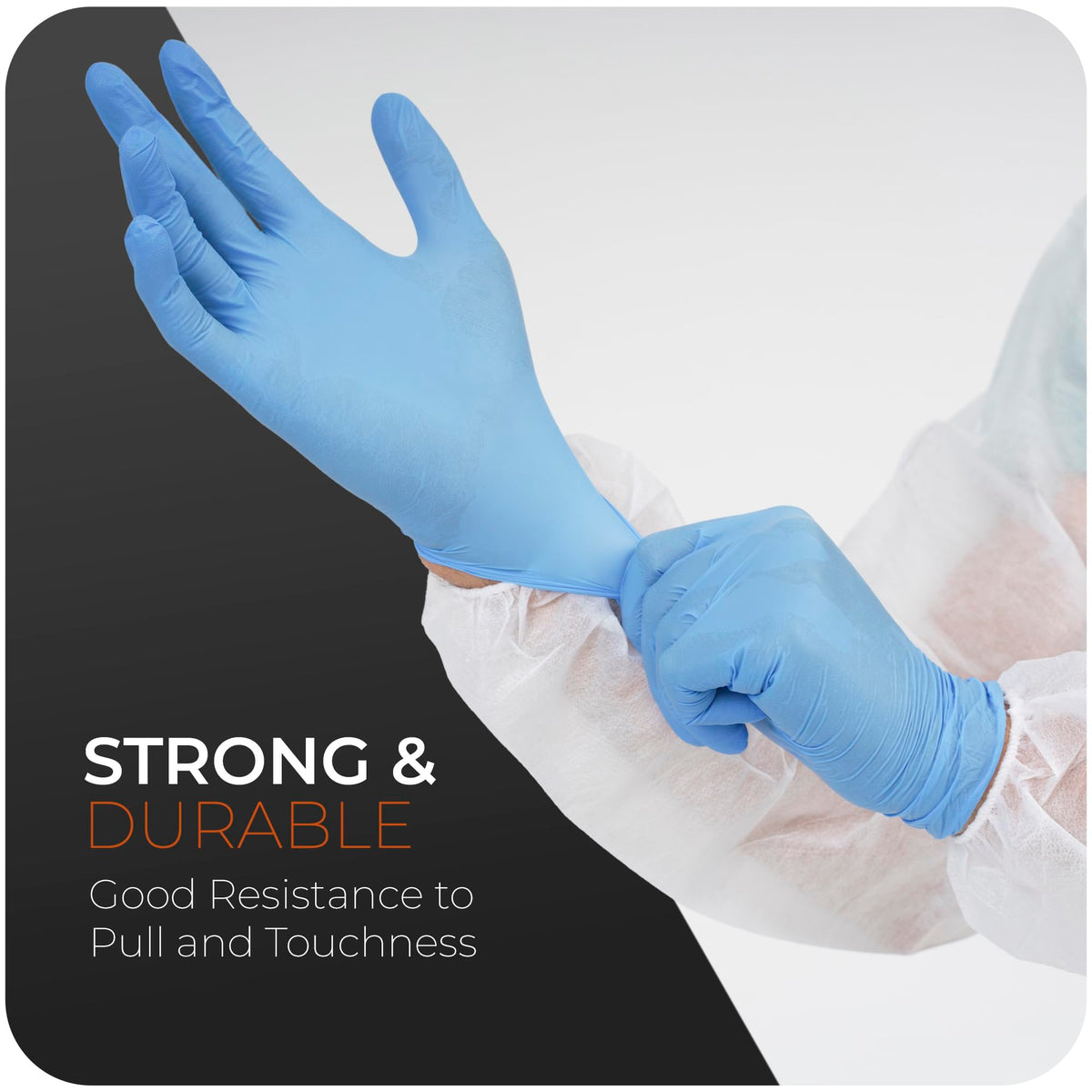 The Real Touch Blue Professional Nitrile Powder Free Multi-Purpose Gloves, Disposable, Extra Strong - Box of 100 (Blue, Medium)