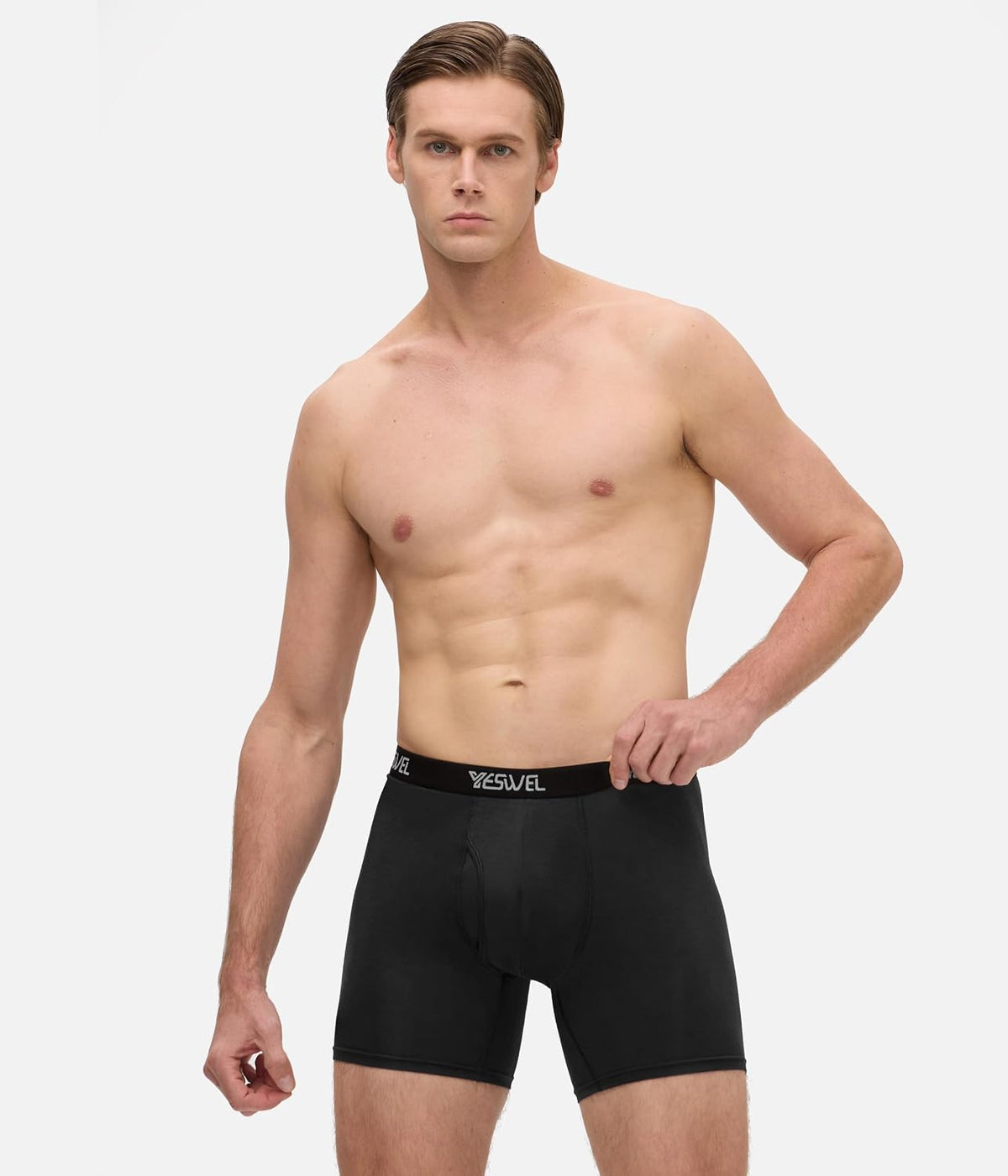 YESWEL Mens Bamboo Boxers, Longer Leg Boxer Shorts with Fly, Anti Chafing Underwear Trunks, No Itchy Labels Underpants (S-4XL)