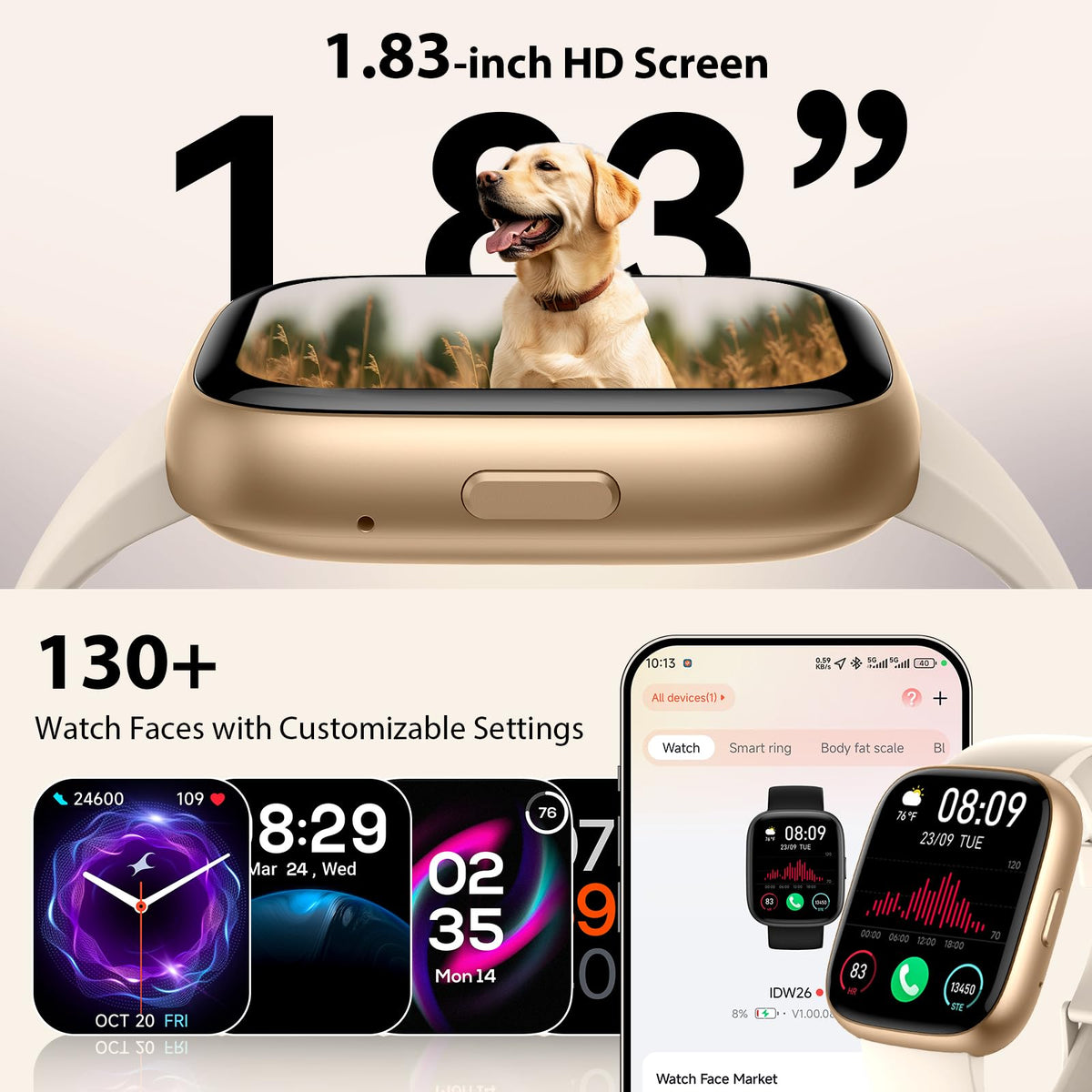 Cillso Smart Watch, Alexa Built-in, 1.83" Bluetooth Calling Fitness Watch