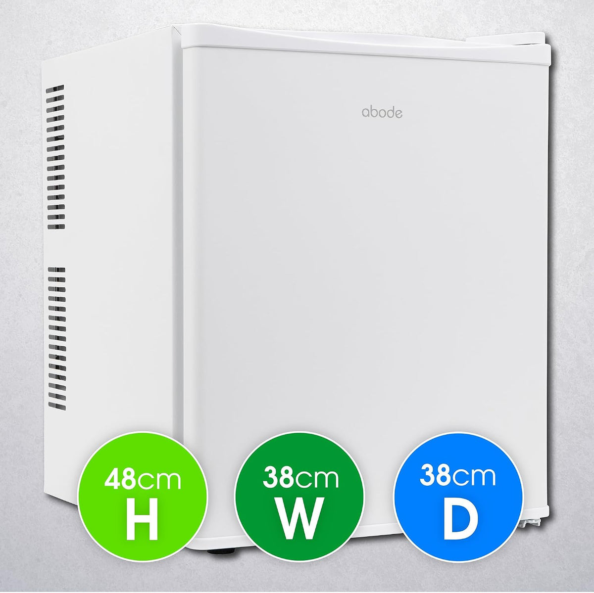 Abode Quiet Mini Cooler 25L Thermoelectric for Drinks with Adjustable Thermostat, Portable in White, Compact For Bedroom, Home, Caravan with Reversible Door A25THBC102W