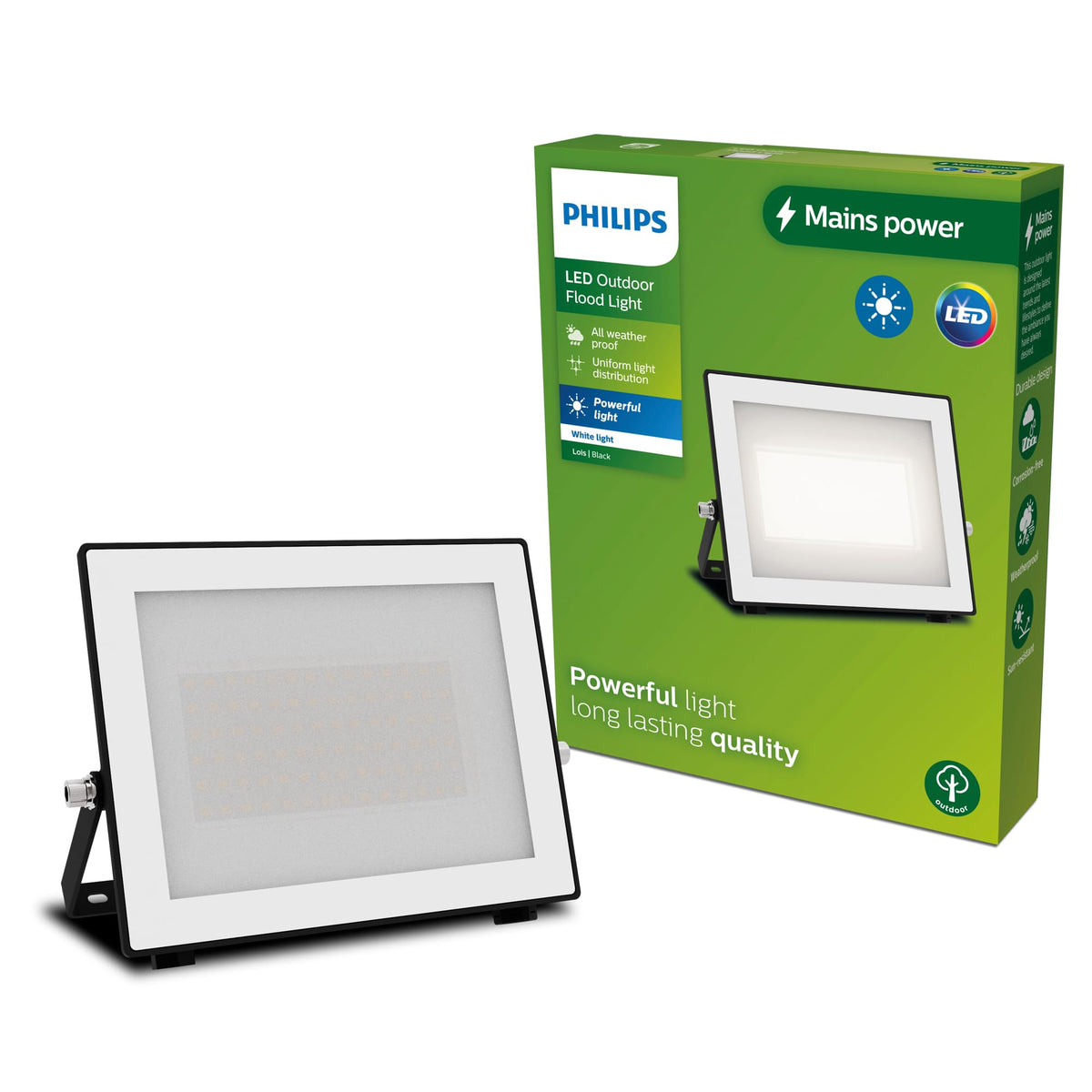 Philips Lois Outdoor Floodlight, White, 10 W