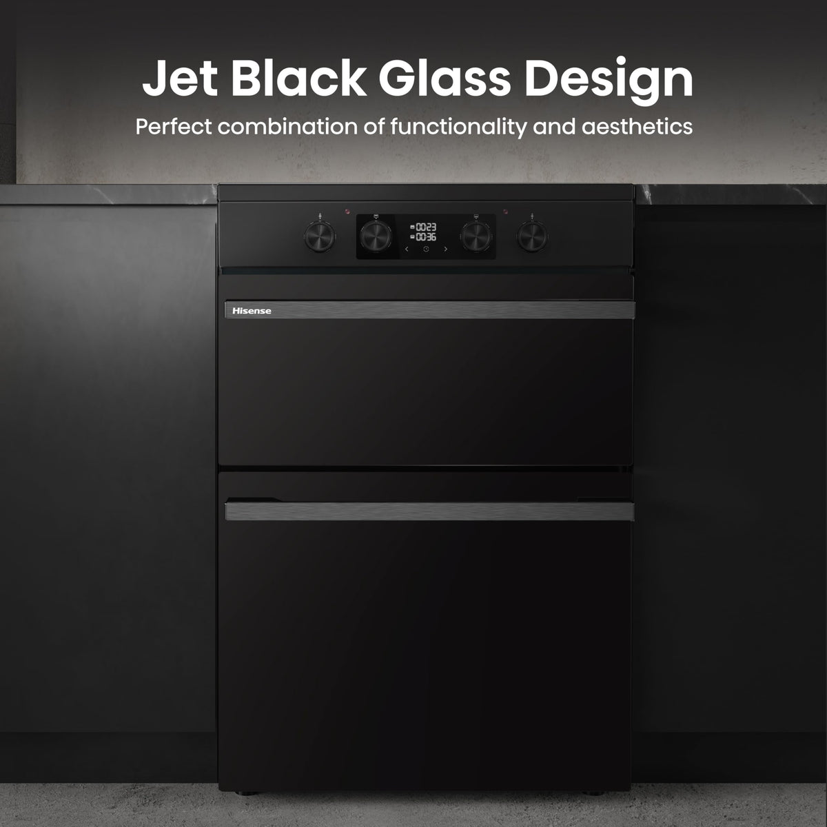 Hisense HDUKC60W 60cm Electric Cooker with Ceramic Hob-White, A Rated Double Oven 50L/80L [Energy Class A]