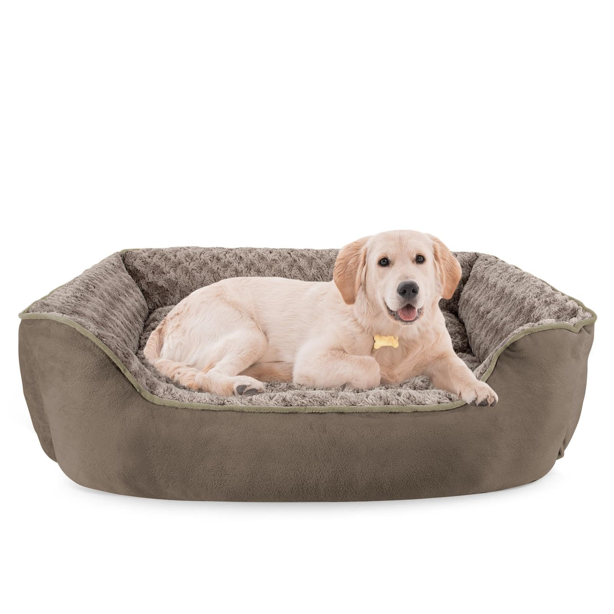 JOEJOY Dog Bed Medium - Washable Rectangle Dog Beds, Anti-Anxiety, Soft Plush Non-Slip Bottom Pet Bed - Small | Medium | Large Size Mattress Mat, Grey