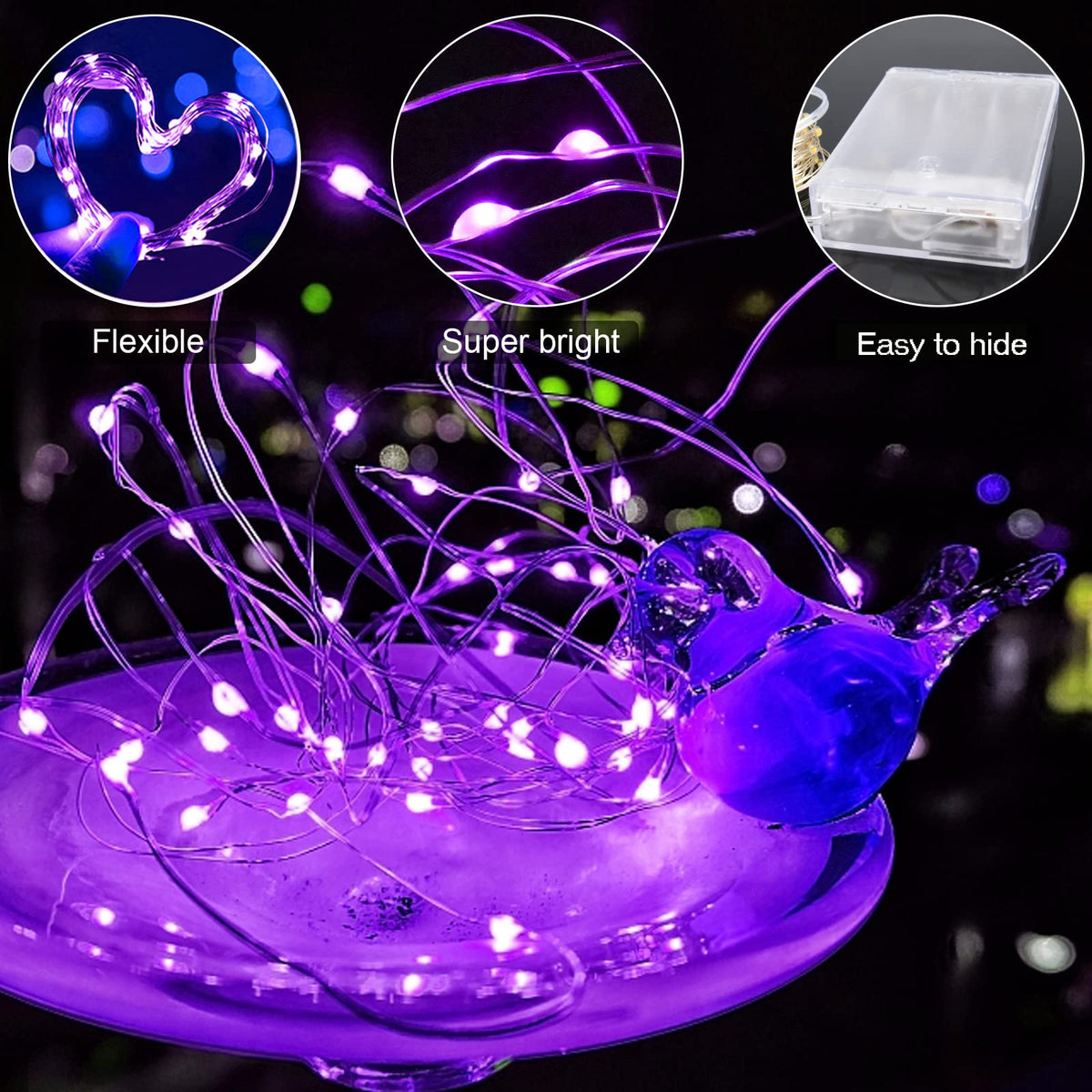 cshare Halloween Decoration Lights,Orange Fairy Lights, 3m 9.8ft 30 LED Halloween Decor String Lights Micro Silver Wire Battery Operated for Autumn Door Window Party Fall Decor.