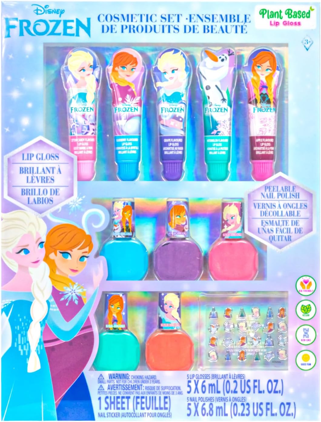 Disney Frozen Kids Lip Gloss and Nail Polish Set Kids Makeup Set Age 3+