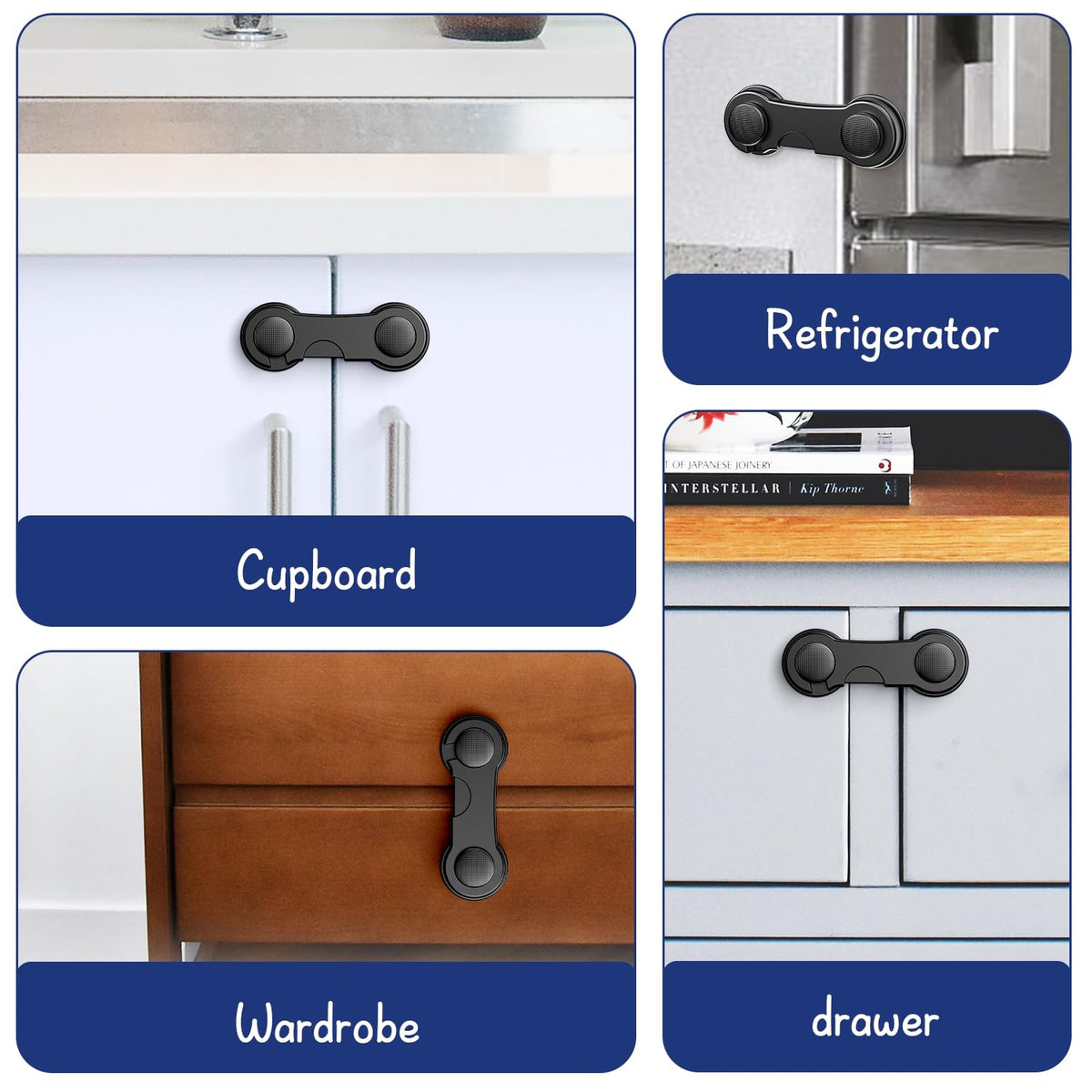 Cupboard Locks for Children 12 Pack - White