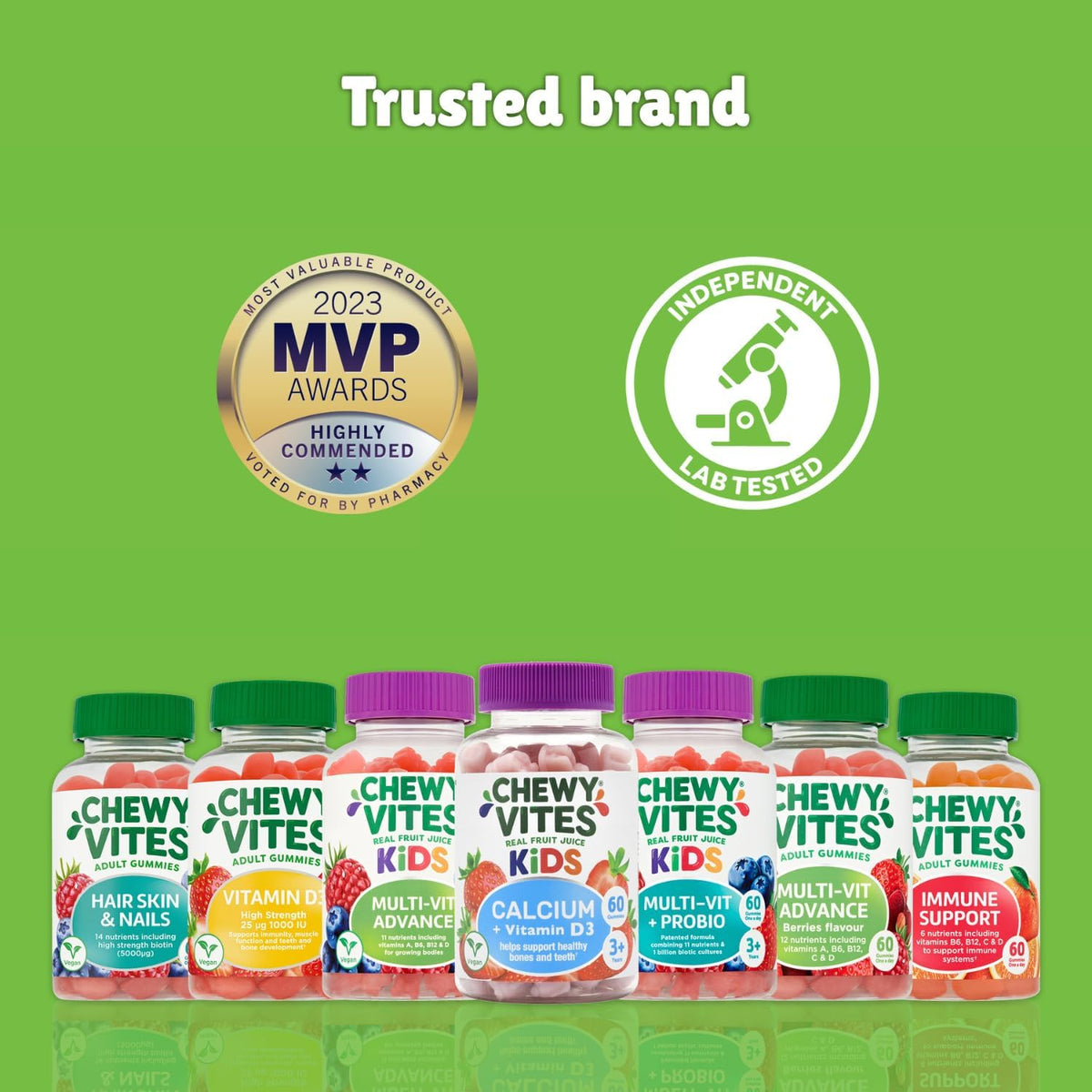 Chewy Vites Kids Multivitamin Advance, 60 Kids Vitamins Gummies, 11 Essential Nutrients, 2 Months Supply, Real Fruit Juice, Vegan, Age 3 +, Blueberry and Raspberry Flavour
