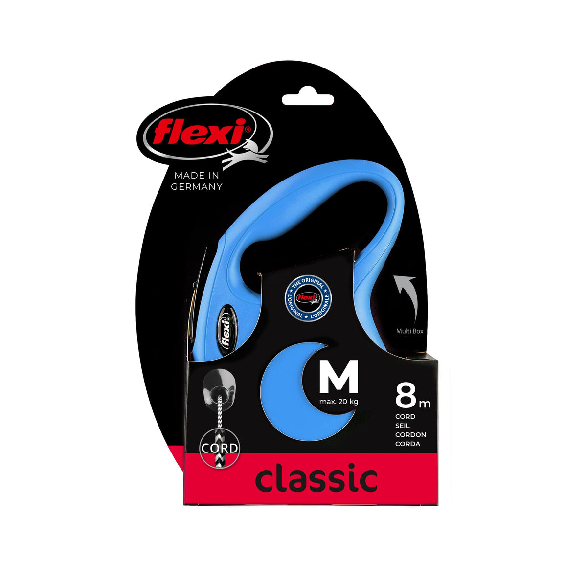 flexi Classic S | 5 m Retractable Cord Leash for Dogs up to 12 kg | Black | Retractable Dog Lead | Weight: 160 g | Dimensions: 9.6 x 16.2 cm
