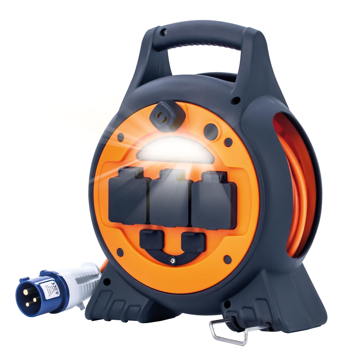 IONOS 2 Socket Cable Reel, 10m Outdoor Garden Extension Lead, DIY
