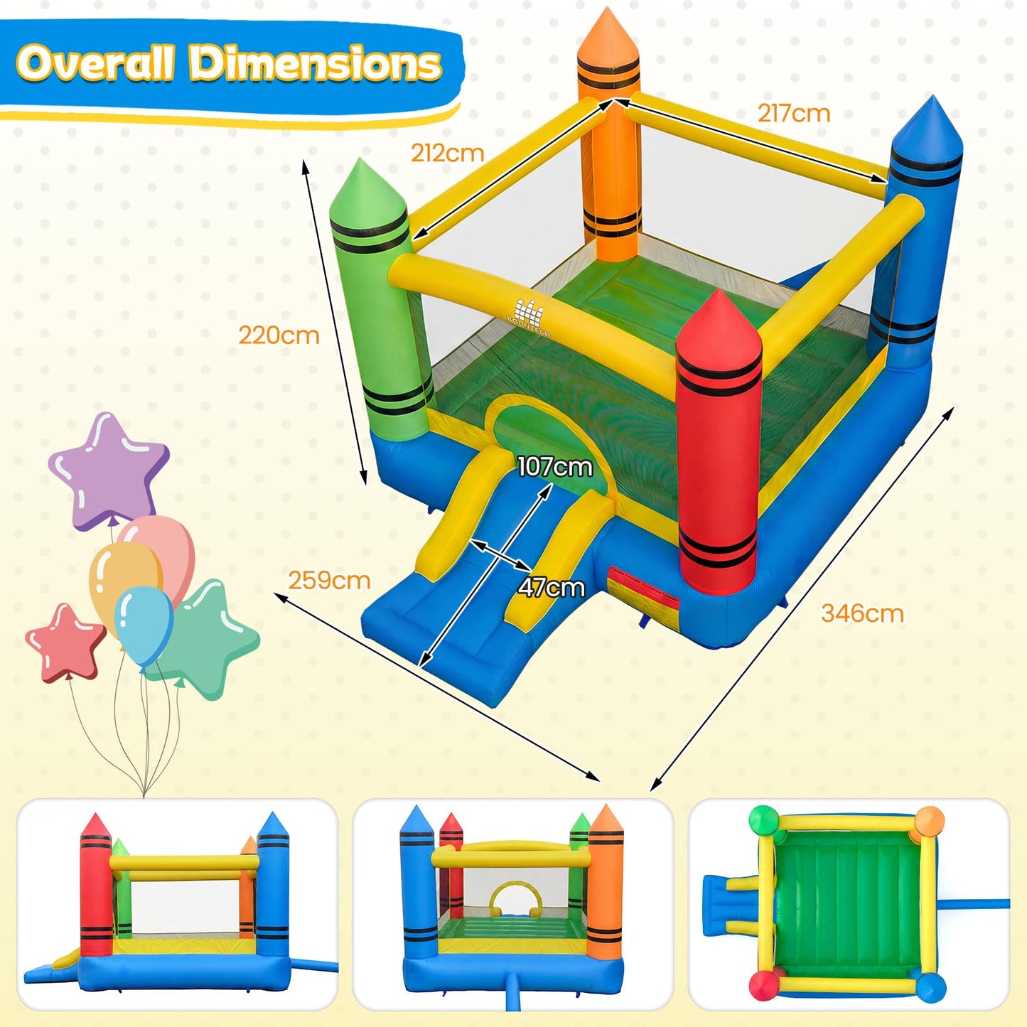 Maxmass Kids Inflatable Bouncy Castle with Slide — 260x205x190cm | Ages 3-10