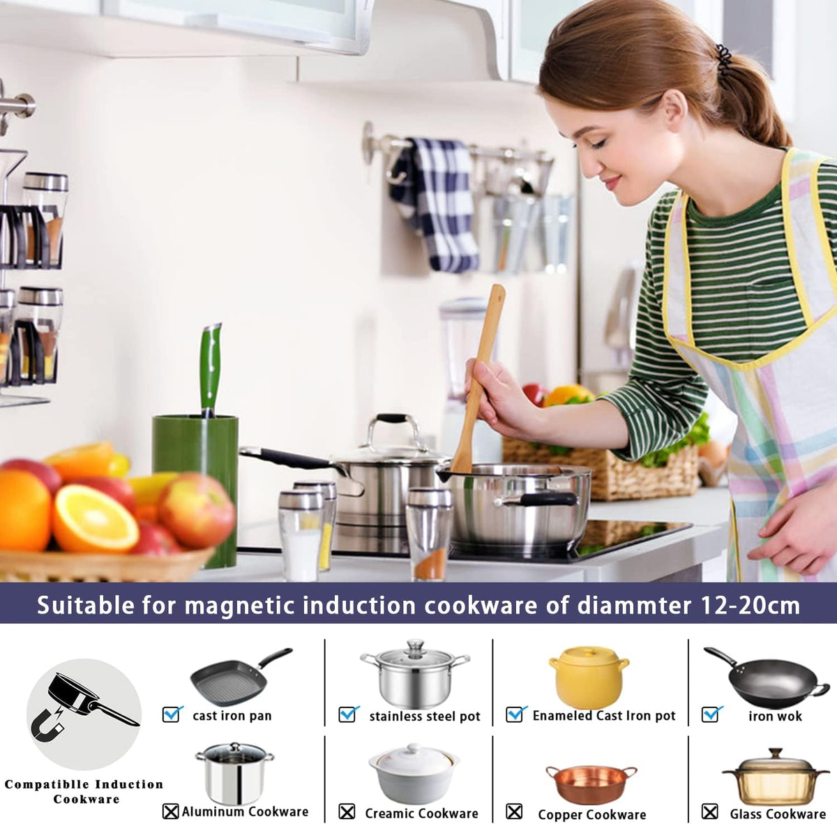 Hobsir Induction Hob with Flex Zone, Built-in Electric Hob 4 Burners 60 cm