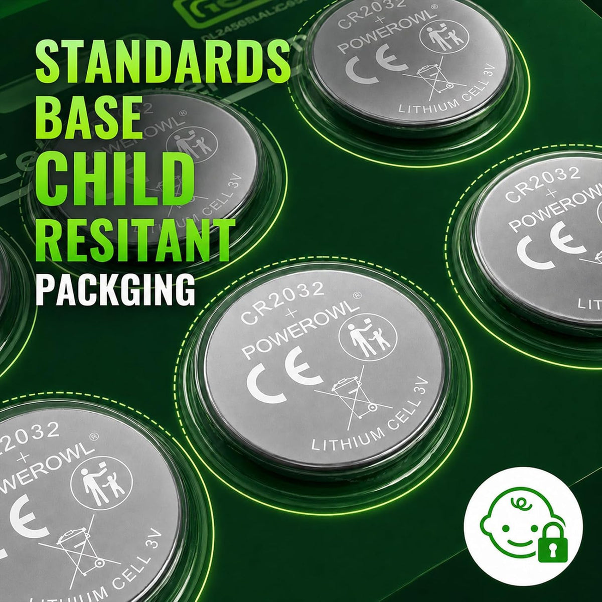 POWEROWL 12-Pack 2032 Lithium Coin Batteries for AirTag, Calculators