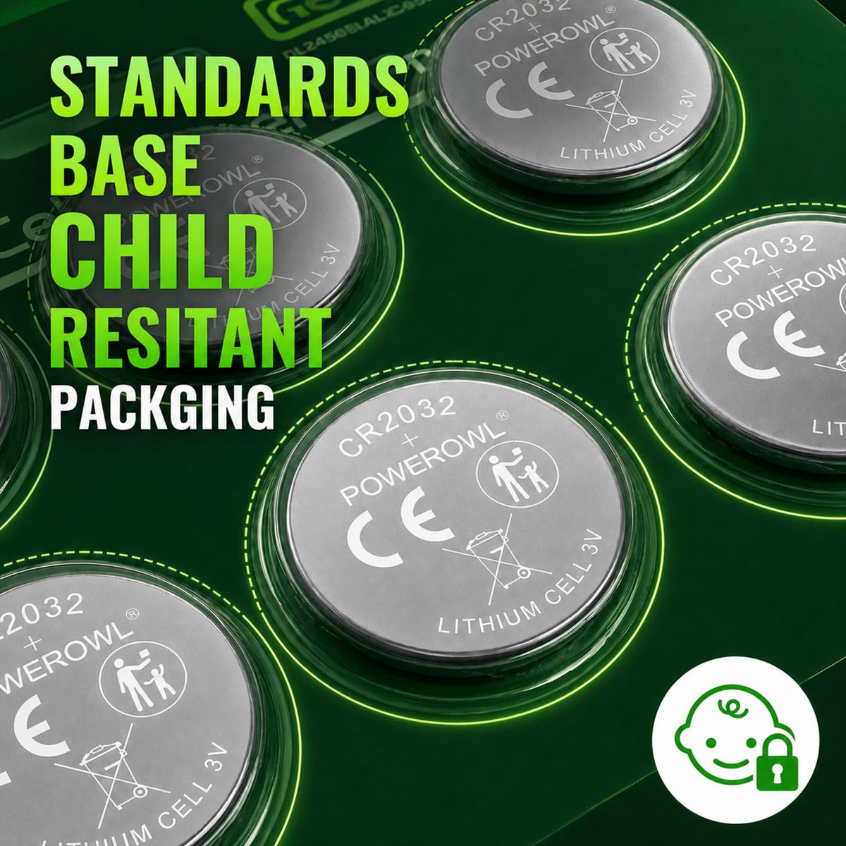 POWEROWL 12-Pack 2032 Lithium Coin Batteries for AirTag, Calculators