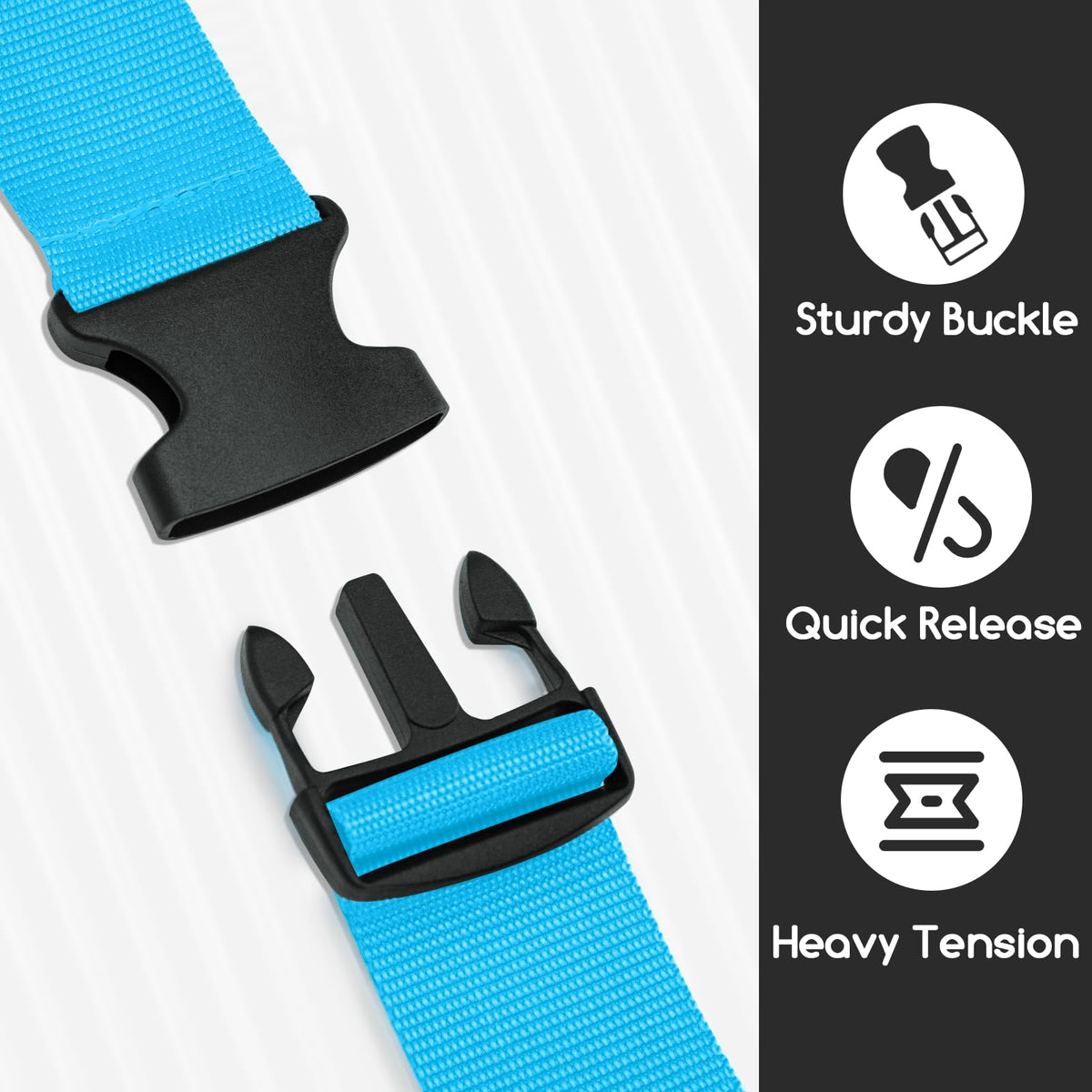 WISYOK Luggage Straps Extended, 4 Pack, 130-250cm Adjustable, Blue Orange
