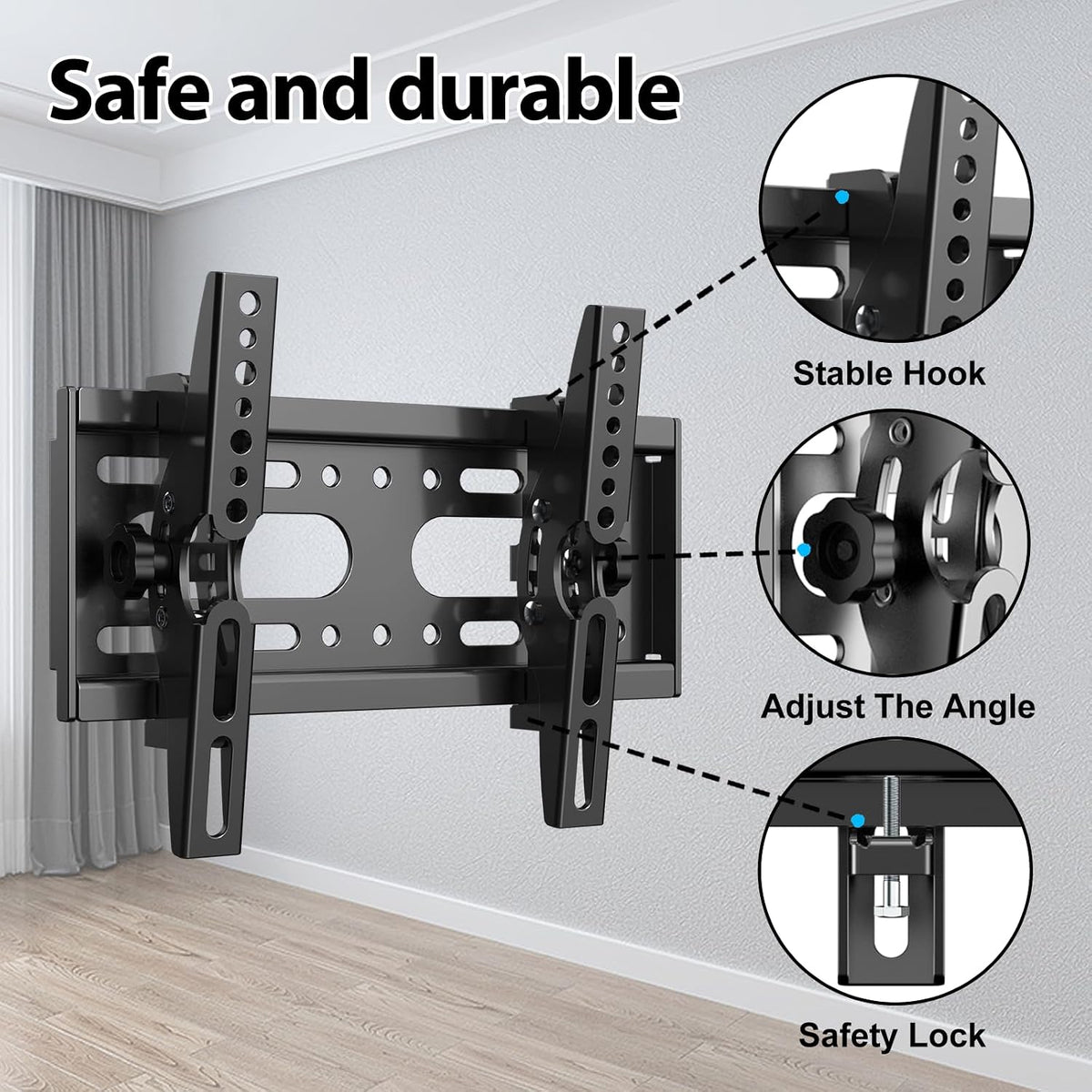 TV Wall Bracket Tilt for 14-42" LED/LCD/OLED Flat&Curved TVs Monitor, Support 25kg with Max VESA 200x200mm Spirit Level Included, Television Wall Mount Fit 32 38 40 inch Universal TV Bracket