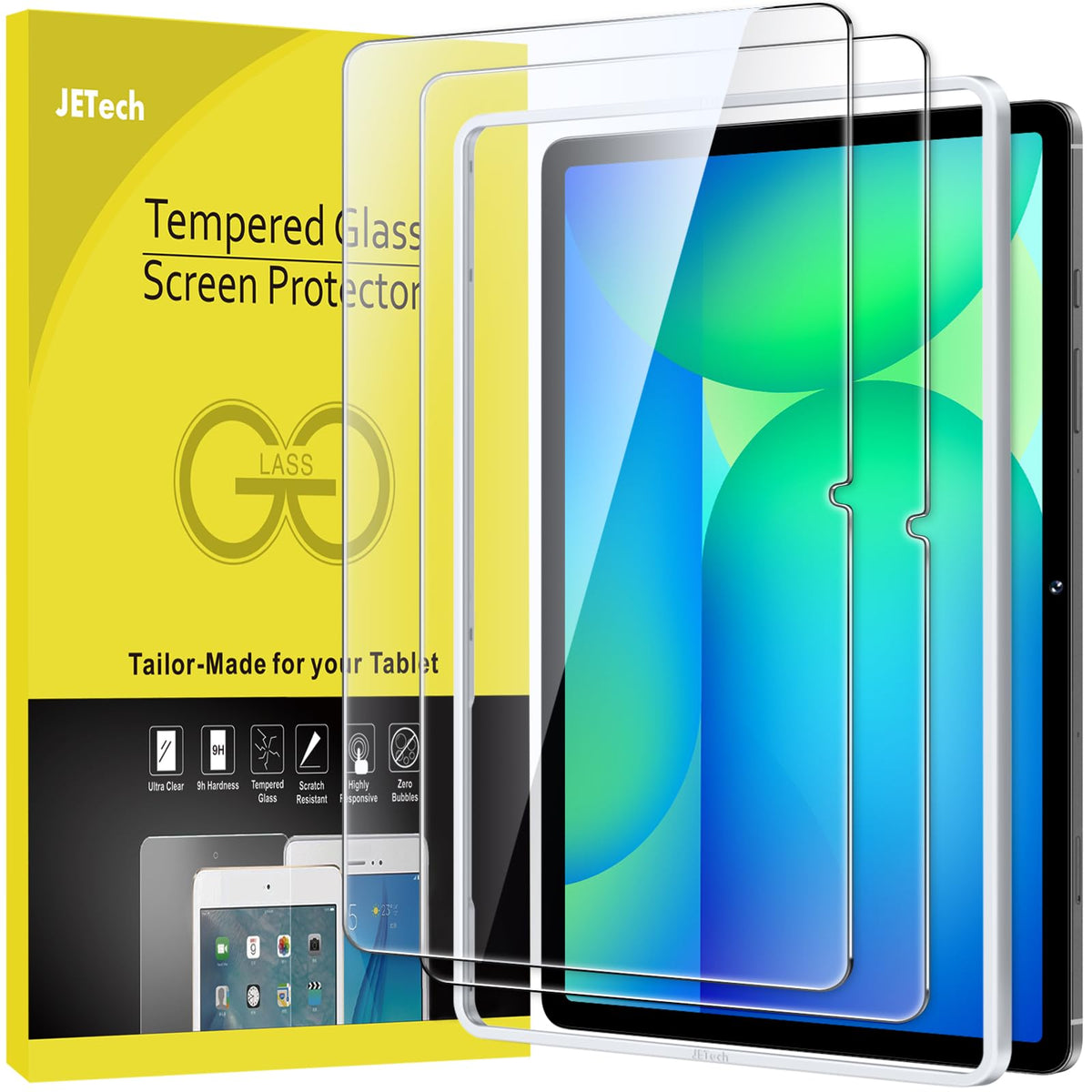 JETech Screen Protector for Galaxy Tab S10 Lite/S10 FE/S9 FE/S9, 2-Pack