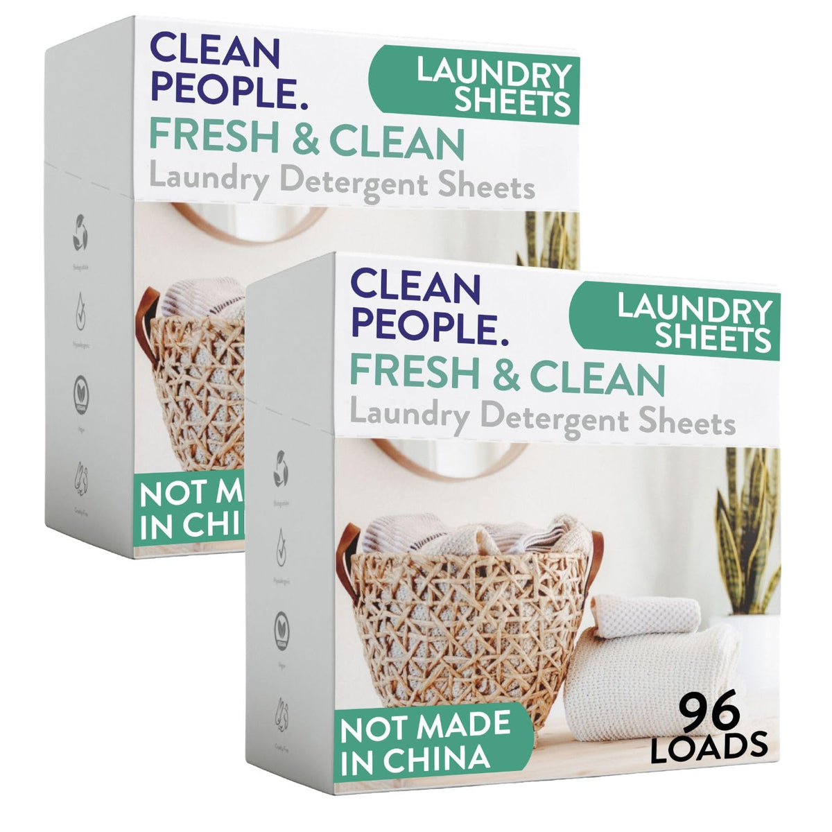 Clean People Laundry Detergent Sheets - Recyclable Packaging, Hypoallergenic, Stain Fighting - Ultra Concentrated, Laundry Soap - Fresh Scent, 32 Pack