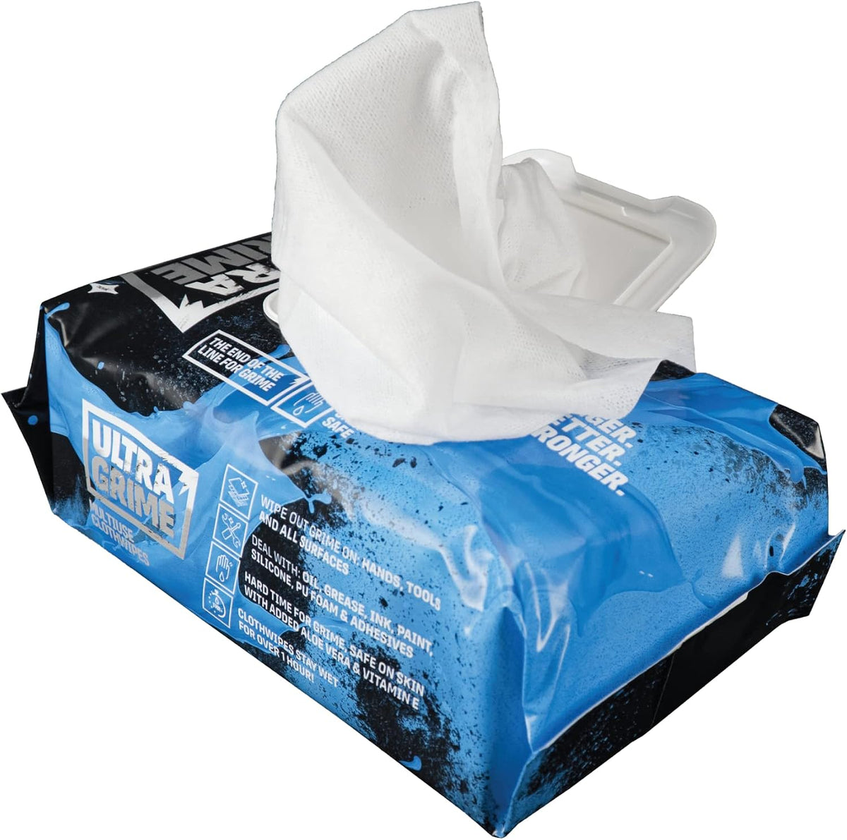 UltraGrime PRO Multiuse Wet Wipes - Heavy-Duty Cleaning Cloths & Hand Wipes Alcohol-Free - Grease, Tools, Industrial Surface Cleaning Wipes - Extra Large Professional Cloth Wipes (Pack of 100)