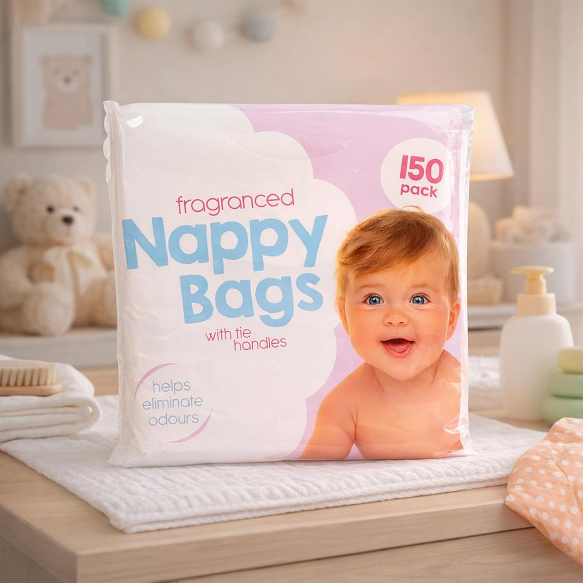D.A.Y. Republic 150 Nappy Bags Fragranced Diaper Disposal Bags, Tie Handle
