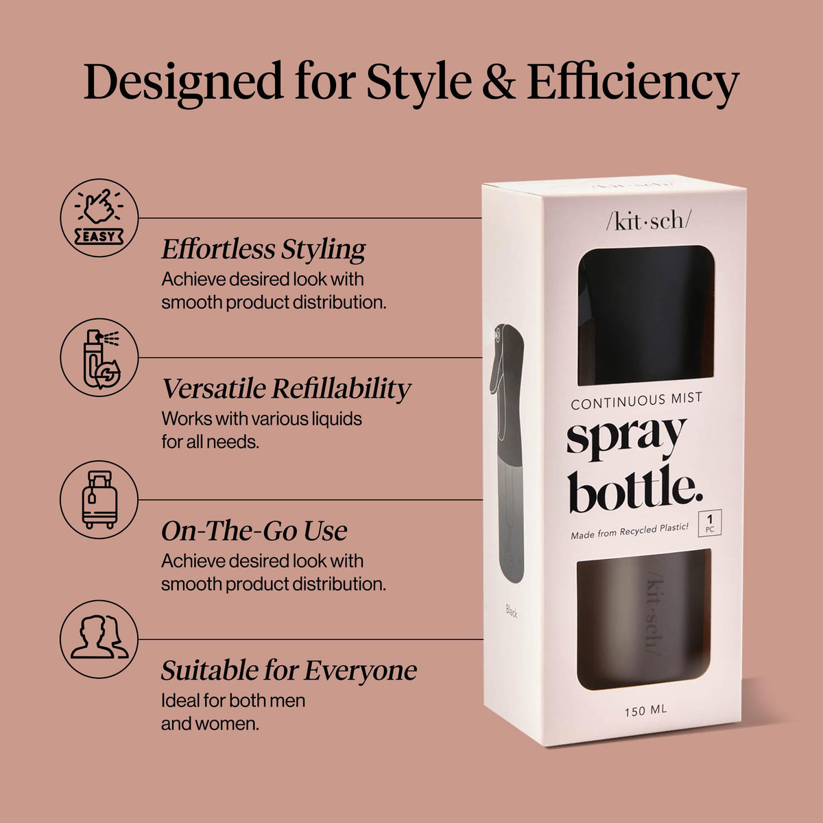 Kitsch Fine Mist Spray Bottle for Hair 150 ml - Terracotta