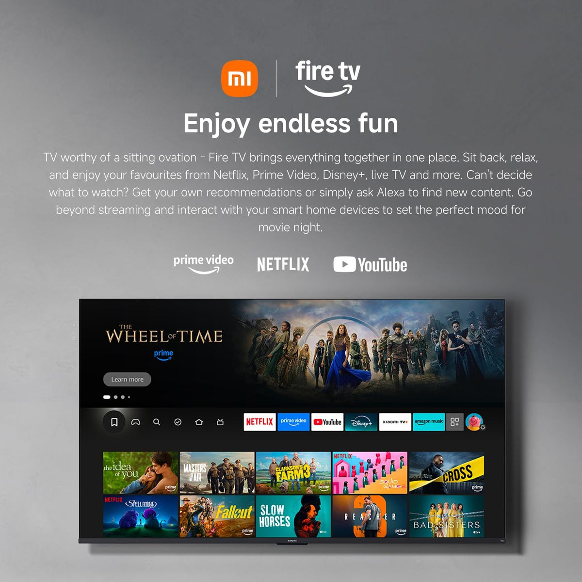 XIAOMI TV F 65 2025, 65 Inch 4K UHD, Smart TV, Fire TV, HDR10, MEMC