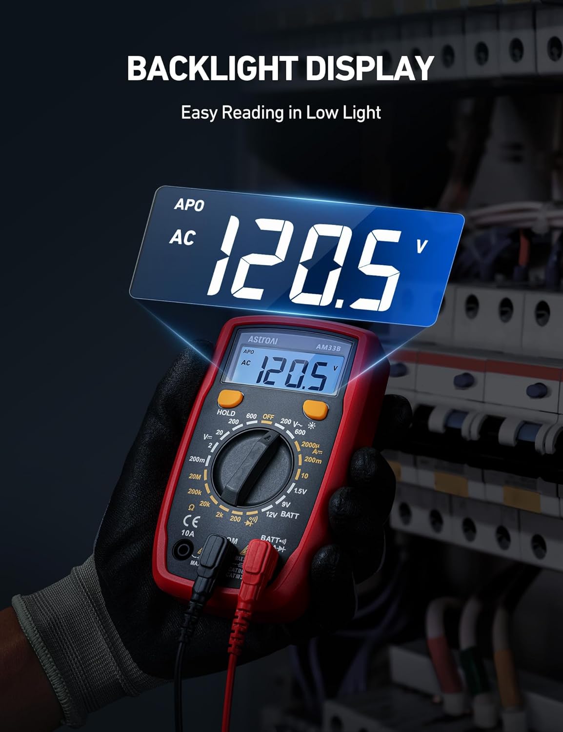 AstroAI Digital Multimeter 2000 Counts with Backlit LCD for DIY Home, Black