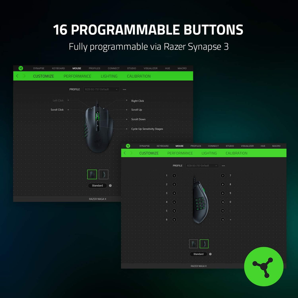Razer Naga X - Ergonomic MMO Gaming Mouse with 16 Programmable Buttons (2nd Gen Optical Mouse Switches, Advanced 5G Optical Sensor, 85g Ergonomic Design, RGB Chroma, Speedflex Cable) Black