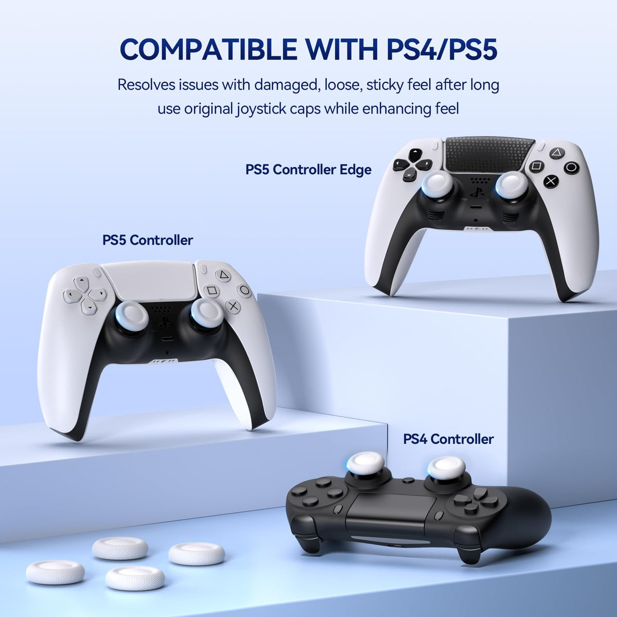 NEWDERY Joystick Replacement Grip Caps for PS5/PS4 Controller