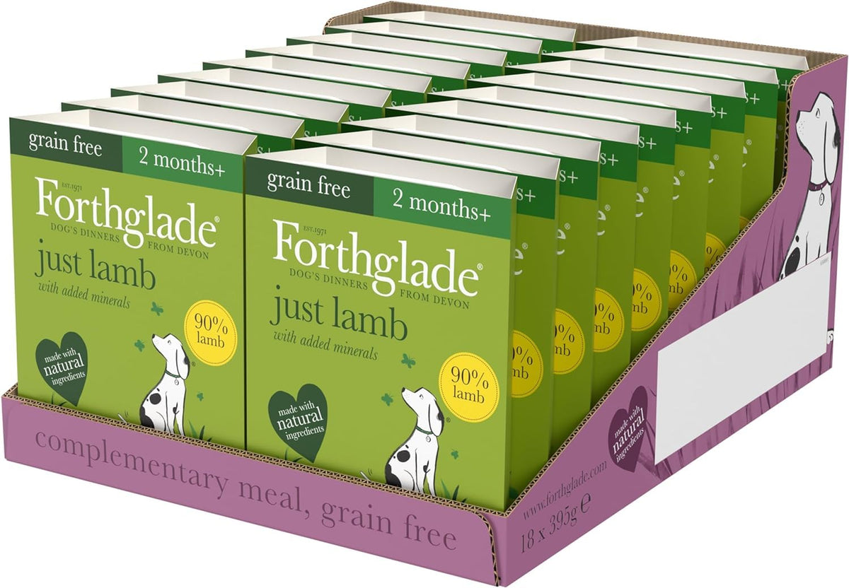 Forthglade Complementary Wet Dog Food (12 x 395g Trays) - Grain Free & Hypoallergenic Dog Food, Just Chicken, Chicken with Liver & Turkey, 90% Protein Stomach Sensitive with Natural Ingredients