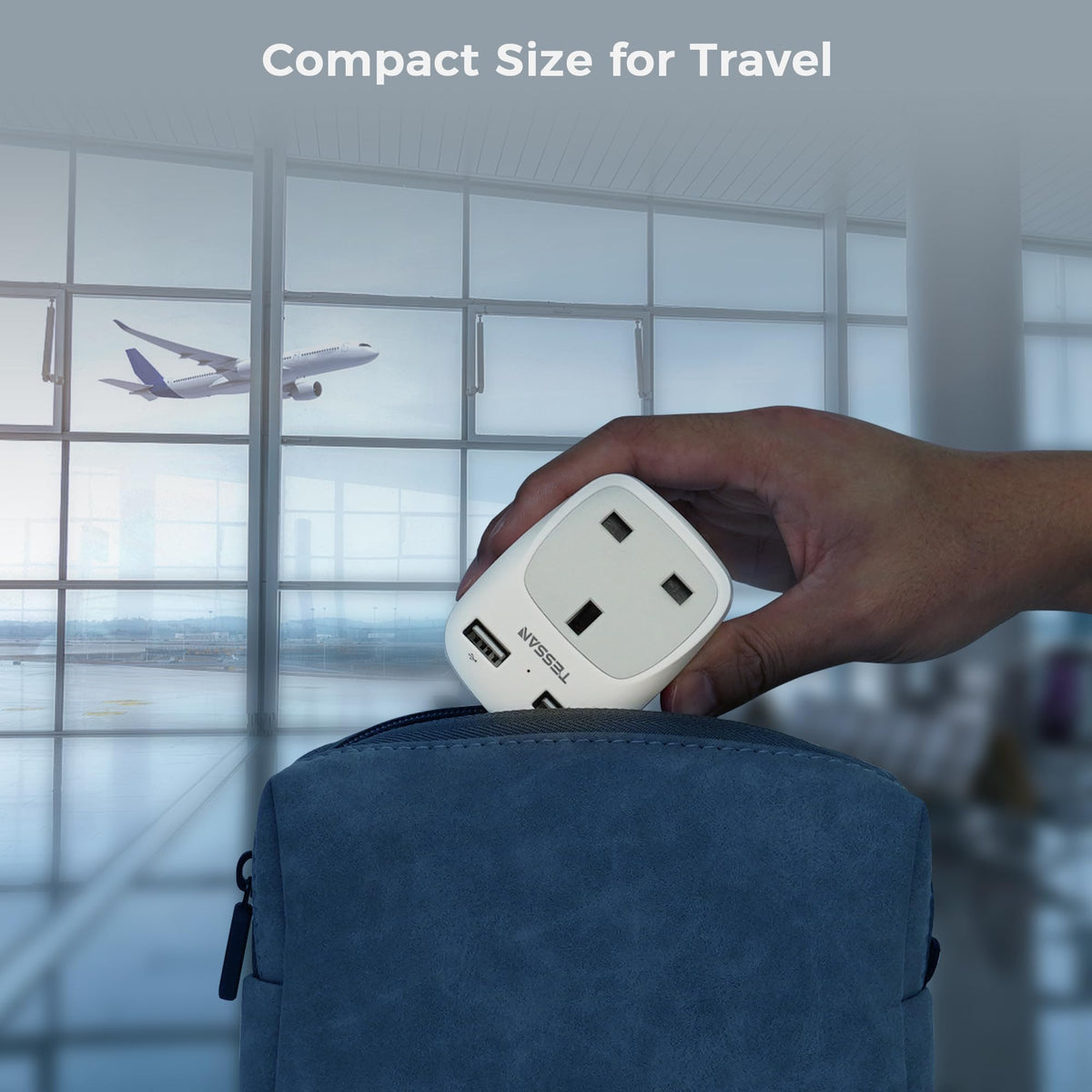 TESSAN UK to Italy Plug Adapter, Grounded Type L Travel Adaptor with USB C
