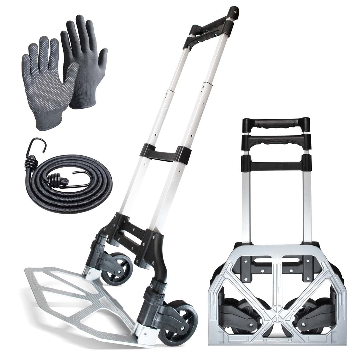 WMR Heavy Duty Folding Aluminium Hand Truck Trolley | Multi-Purpose Sack Barrow Cart | Lightweight & Durable Aluminium Trolley for Luggage, Groceries, Office, Warehouse | 80KG Load Capacity