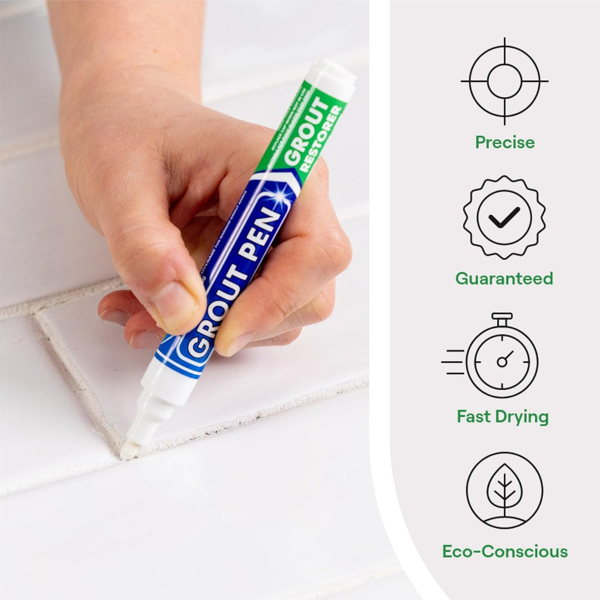 Twin Pack White Grout Pen - Designed for restoring tile grout in bathrooms & kitchens (White)