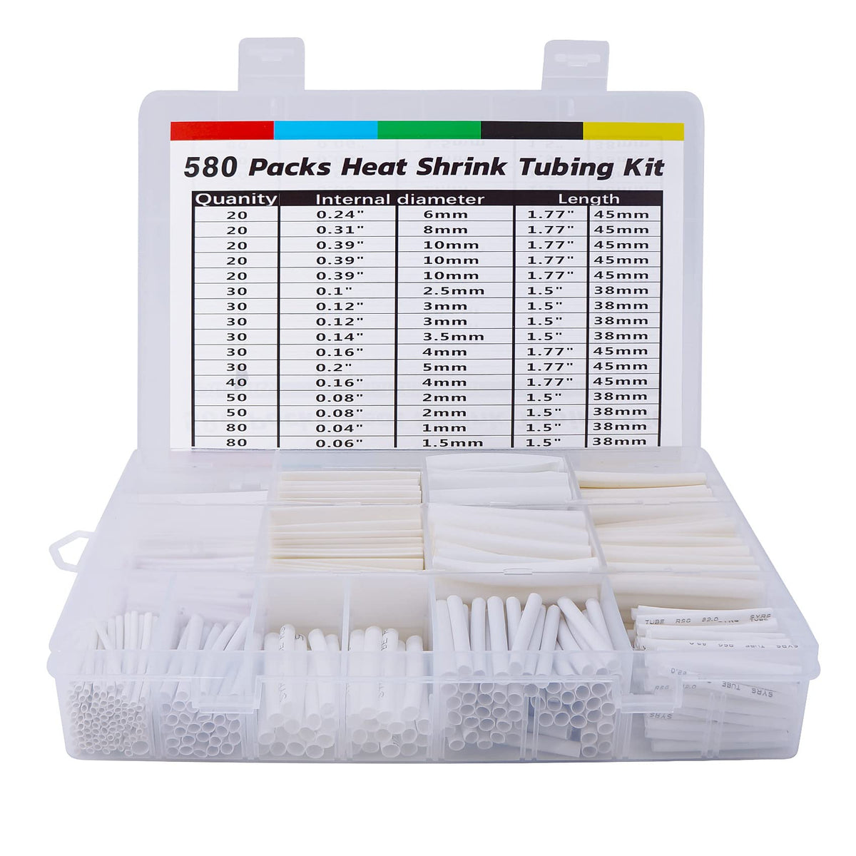 ASHINER Clear Heat Shrink Tubing Kit - 580Pcs EVA Material in 11 Sizes - Ideal for Electrical Insulation, Repairs, and Wire Connectors with User-Friendly Design and Storage Case