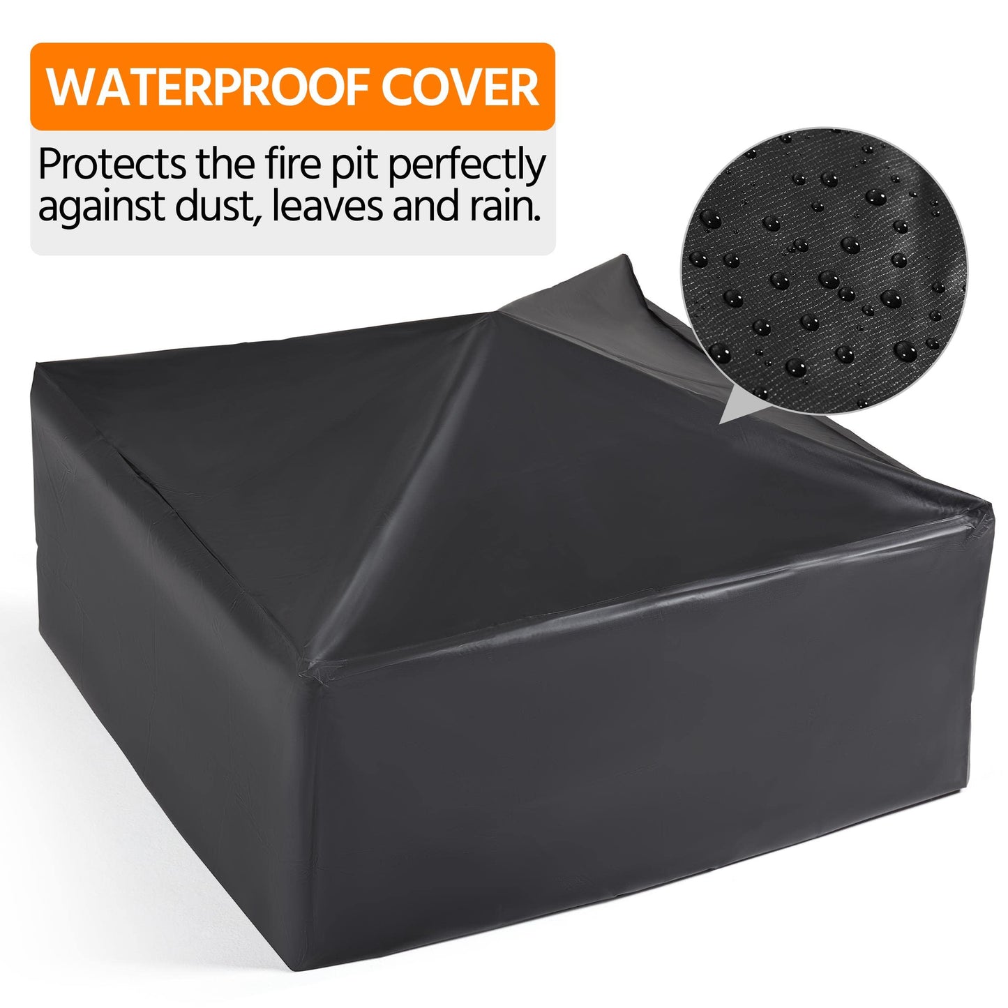Yaheetech Outdoor Fire Pit 81cm Square Fire pits 3-in-1 Heat-resistant Metal Garden Stove for Barbecue, Heating, Cooling Drinks with Cover & Poker, Black