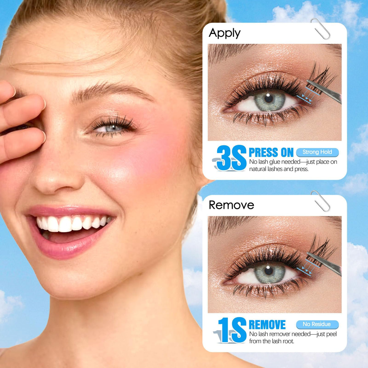 Sixstarhair Individual Eyelashes Kit Lash Clusters with Glue and Remover
