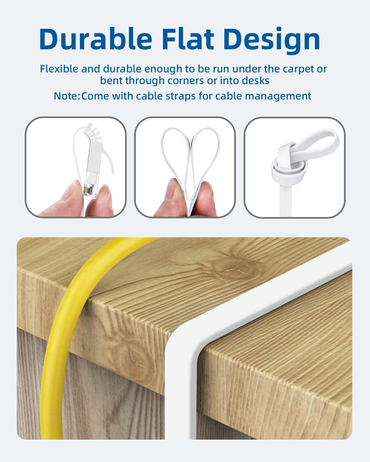 Yauhody Ethernet Cable 6m, 1Gbp/s Gigabit Internet Cable Cat 6 6m, White