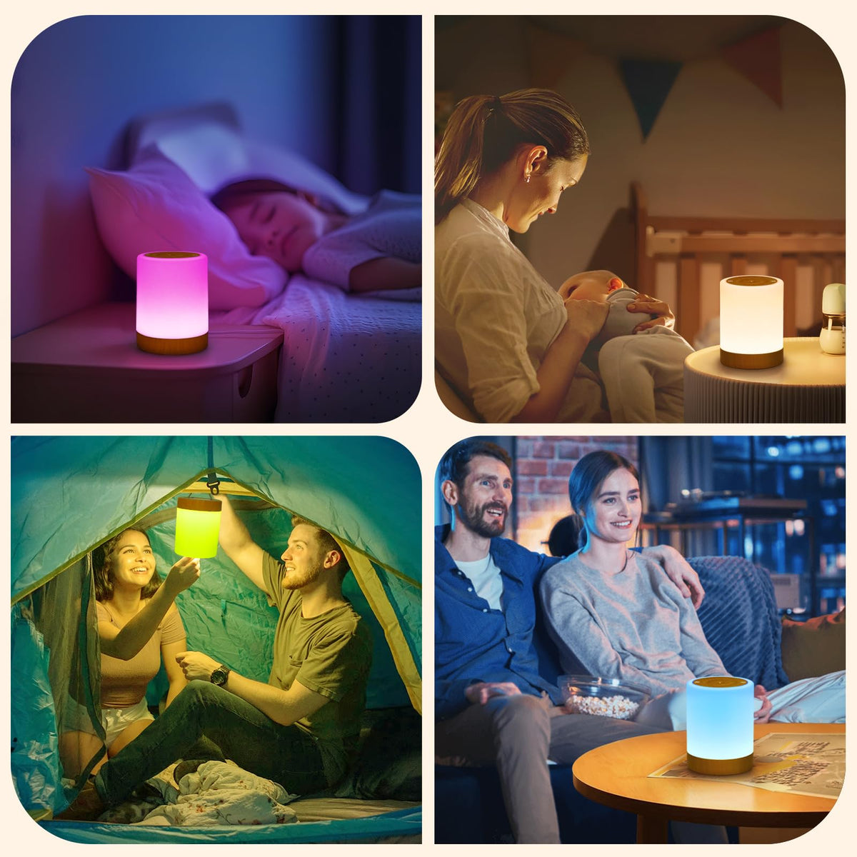 ONEWAY Night Light, LED Touch Bedside Lamp with 256 RGB & Timer & Memory