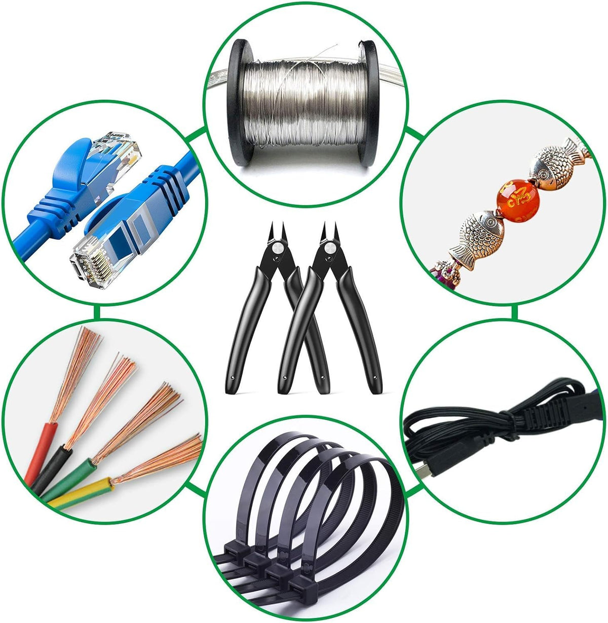 BOENFU Flush Cutter Small Wire Cutters Cable Tie Cutter 10 Pack 5 Inch Precision Wire Clippers Hobby Snips Side Cutting Pliers for Jewelry Making, Electronics, Black