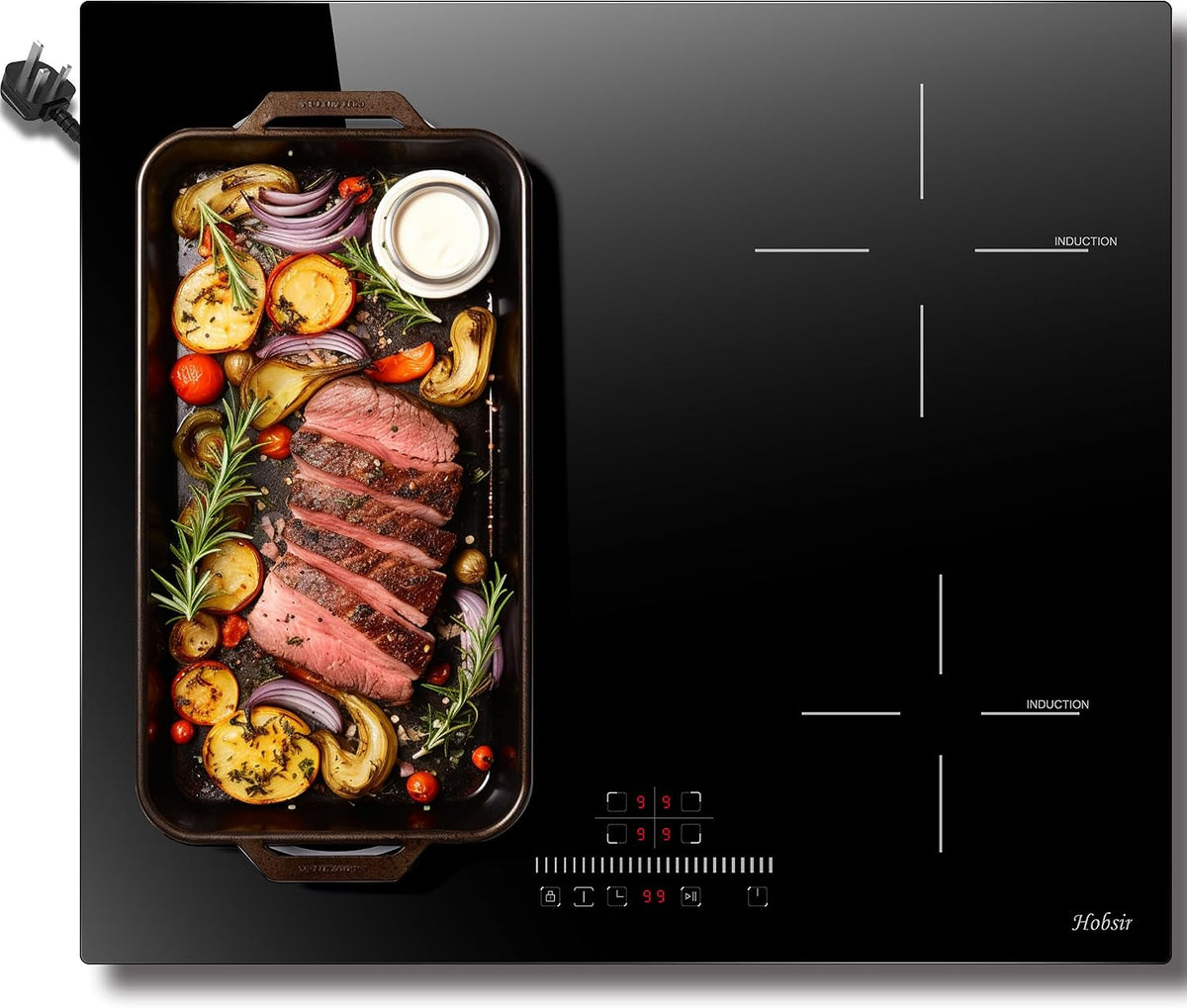 Hobsir Induction Hob with Flex Zone, Built-in Electric Hob 4 Burners 60 cm