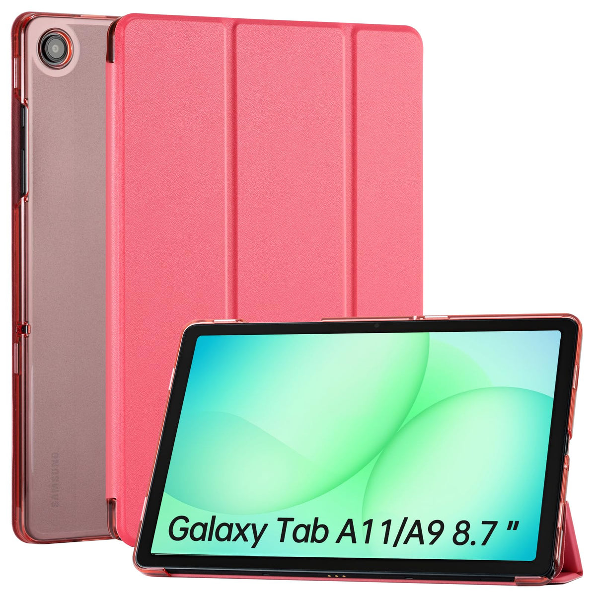 CoBak Case for Samsung Galaxy Tab A11+ Plus 11 Inch 2025/A9+ Plus 2023 - PU Leather Smart Cover with Auto Sleep/Wake for Tab A11+, Translucent Hard Shell, Multi-Viewing Angles, Green Pattern