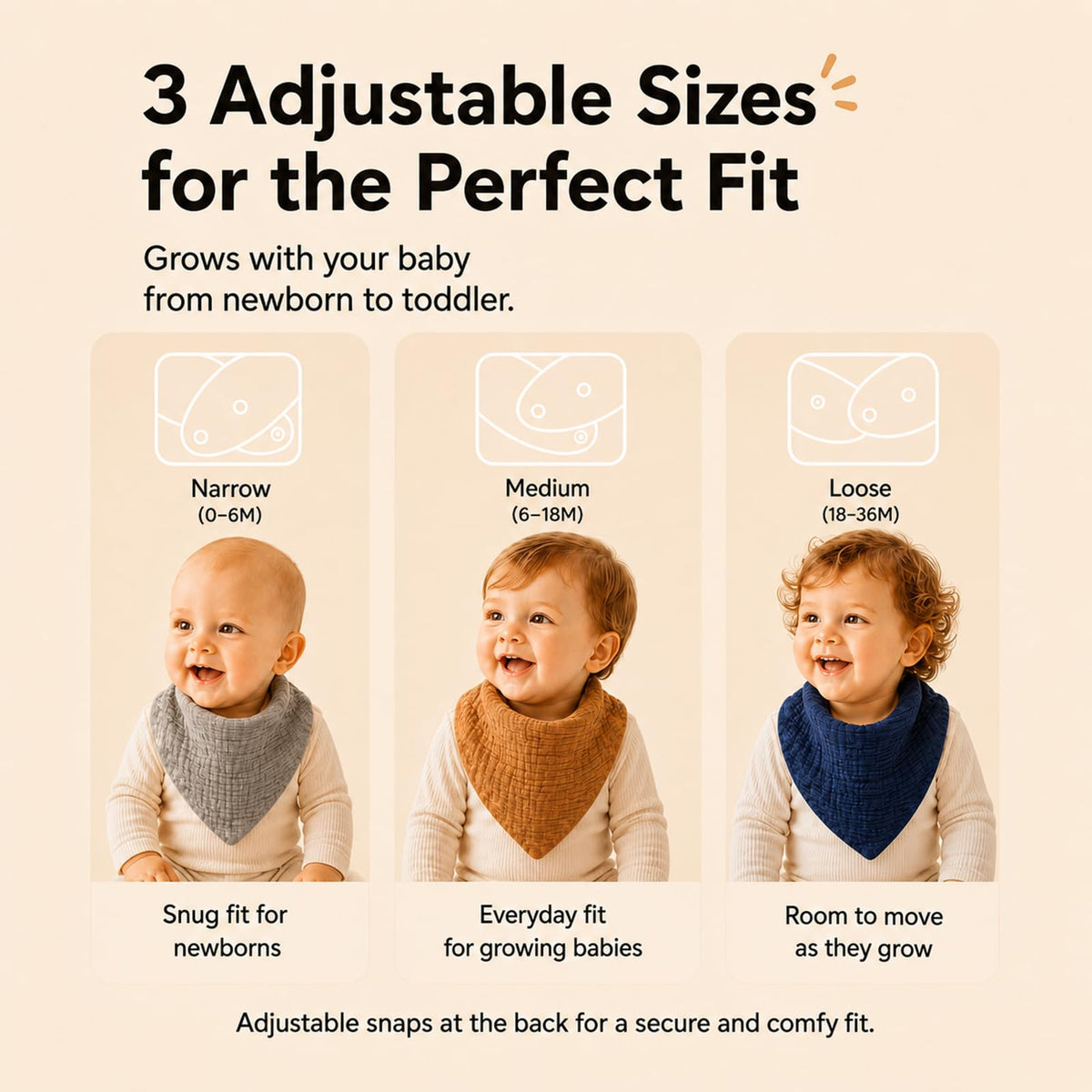 NISXABEBE Muslin Baby Bibs 6 Pack Dribble Bandana Bibs Cotton Drool Bibs for Teething Soft and Absorbent with Adjustable Snaps