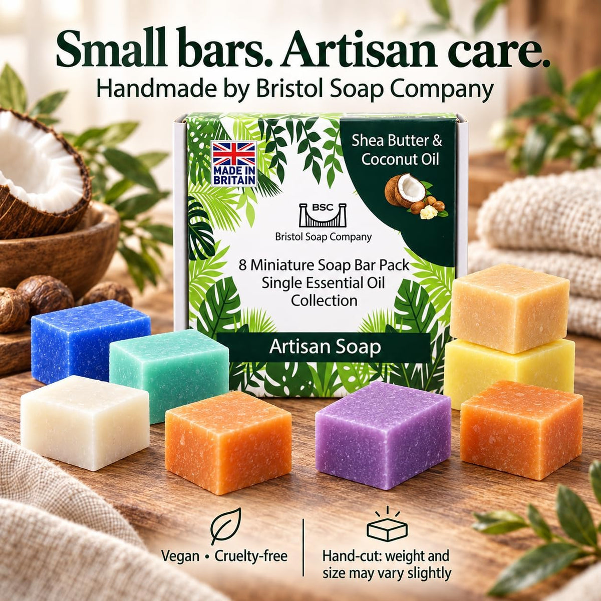 Artisan Mini Soap Bar Pack, 8 Handmade Soaps (8 x 15g)